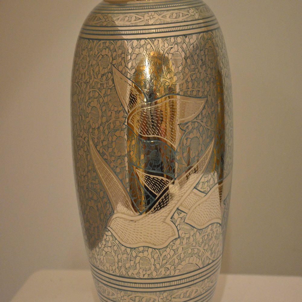 Large Brass Human or Pet Urn with Monarch Goinggon Birds Flying Design on Metal Brass with Size of 10.5 X 6.75 Inches. Some Products May Have Minor Scratches