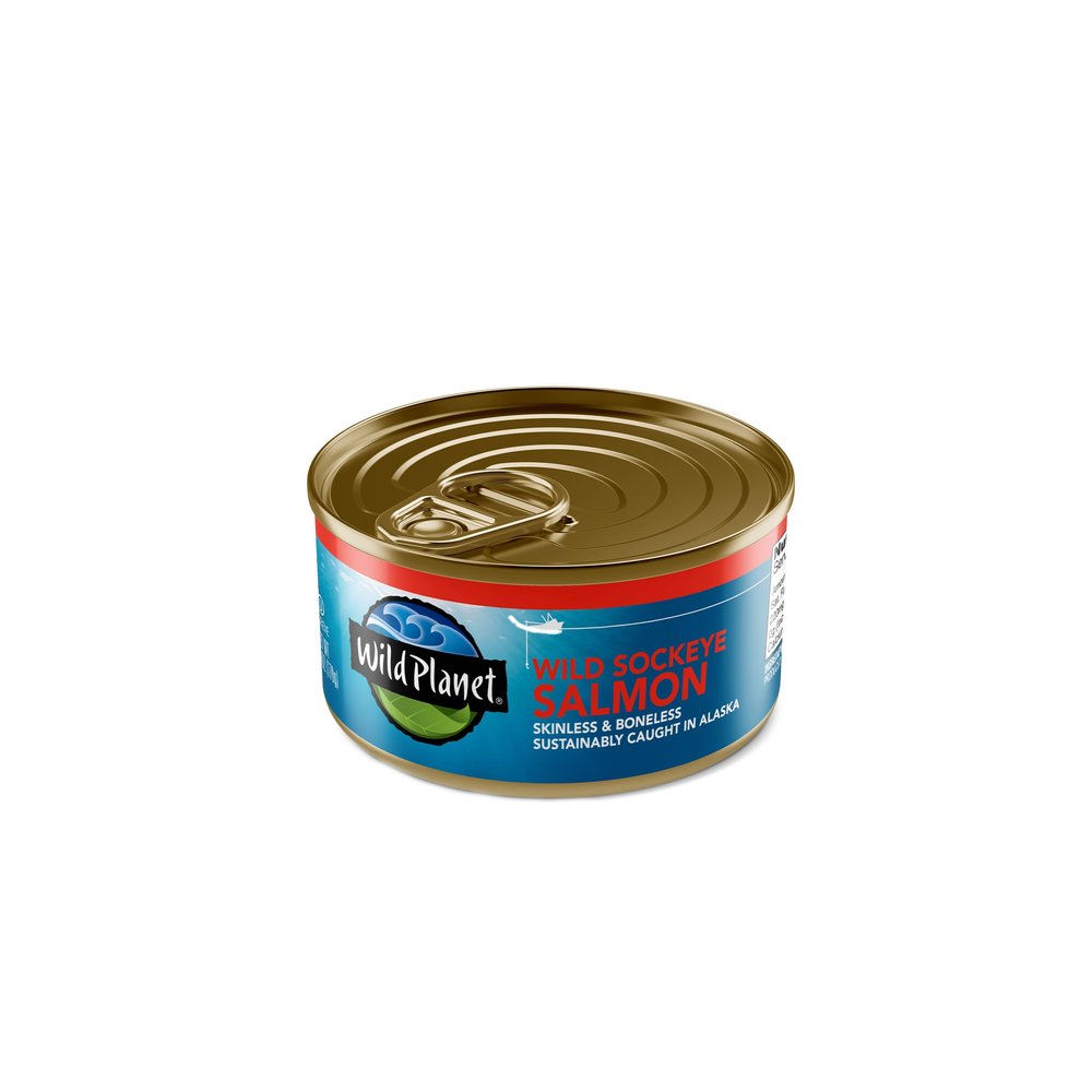 Wild Planet Wild Sockeye Salmon, Skinless and Boneless, Sea Salt, Tinned Fish, Canned Salmon, Sustainably Wild-Caught, Non-GMO, Kosher, Gluten Free, Keto and Paleo, 6 Ounce Single Unit/Can