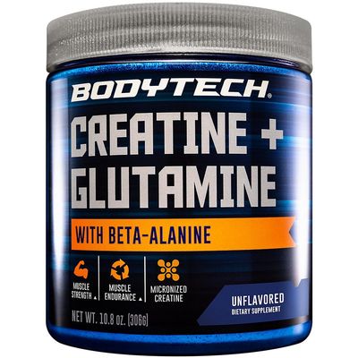 BODYTECH Creatine + Glutamine with Beta-Alanine - Advanced Performance Formula - Supports Strength, Recovery & Endurance (10.8 oz, 30 Servings)