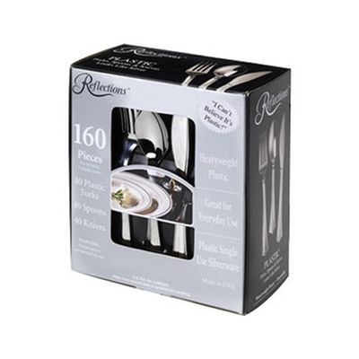 5 Wholesale Lots Reflections Silver Plastic Cutlery, 800 Pieces Total