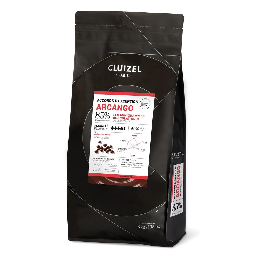 Michel Cluizel French Chocolate - Arcango Noir Couverture Pastilles Extra Bittersweet Chips, 85% Cocoa, 3kg/6.6lb. Bag