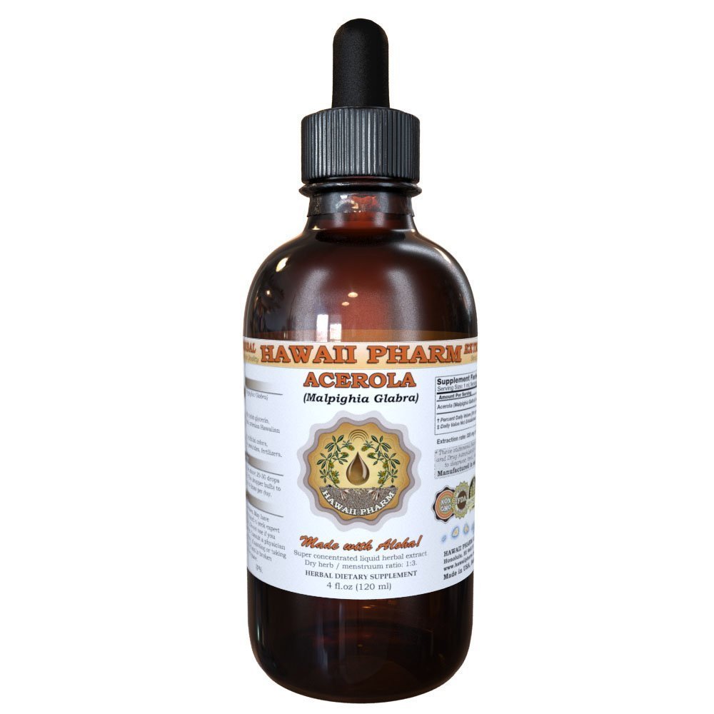 Acerola Liquid Extract, Organic Acerola (Malpighia Glabra) Dried Berry Powder Tincture Herbal Supplement 4 oz