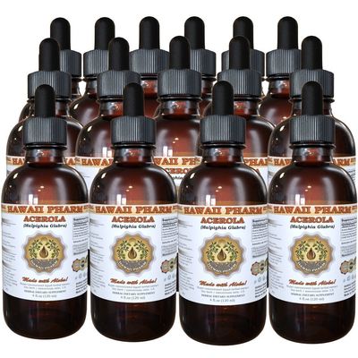 Acerola Liquid Extract, Organic Acerola (Malpighia Glabra) Dried Berry Powder Tincture Herbal Supplement 15x4 oz