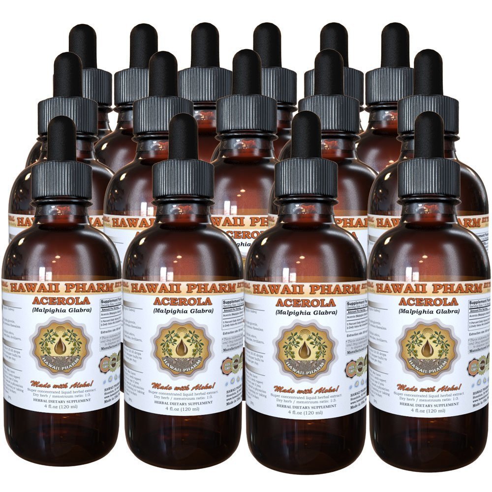 Acerola Liquid Extract, Organic Acerola (Malpighia Glabra) Dried Berry Powder Tincture Herbal Supplement 15x4 oz
