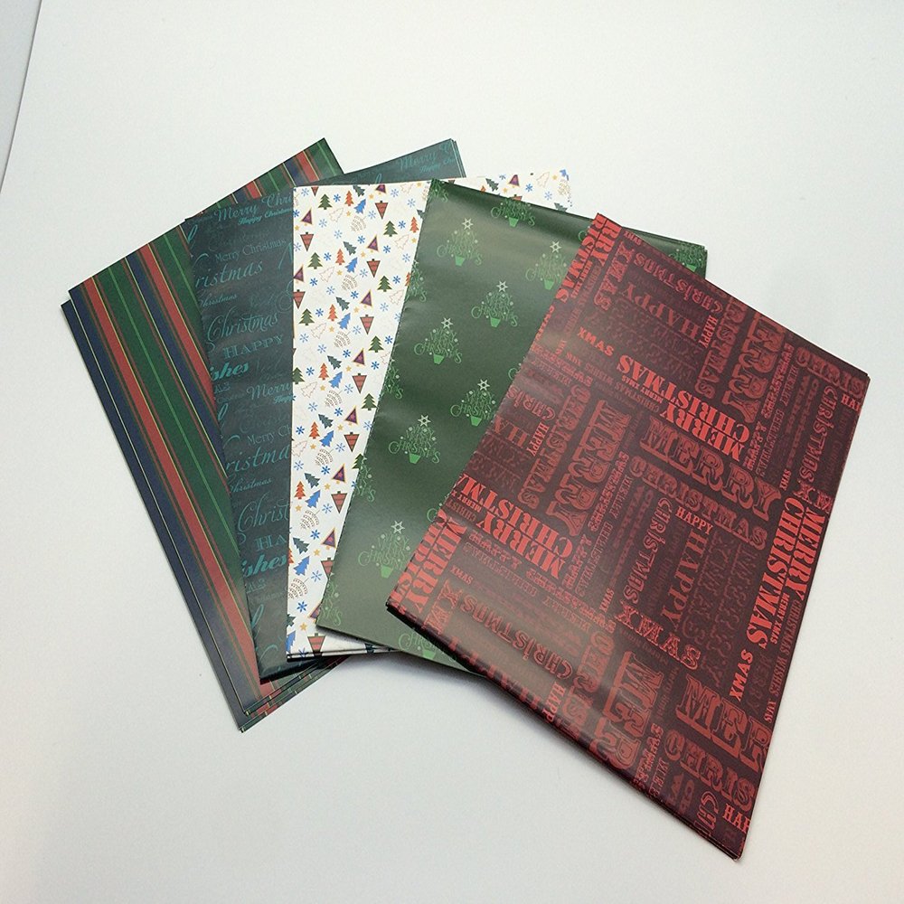 '10 Sheet of Mix Designer' Soft touch Foiled Christmas Giftwrap