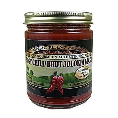 Red Ghost Pepper Mash by Magic Plant aka Bhut Jolokia | Embrace the Super Hot Ghostly Bite | 1M SHU | Distinctive Rich Fruity Flavor | Fresh Pepper Replacement | Add to Any Dish - Drink (9 oz)