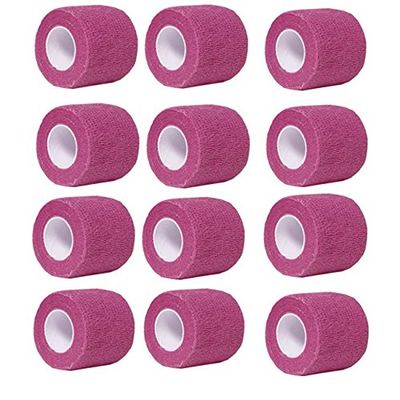 Aguaton Self-adherent Stretch Cohesive Athletic Tape Wrap Bandage (Pack of 12) 2 Inches By 6 Yards (Pink)