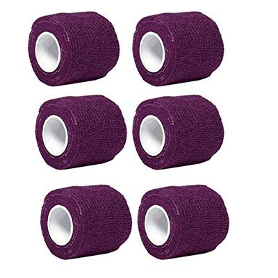 Aguaton Self-Adherent Stretch Cohesive Athletic Tape Wrap Bandage 2 inches by 6 yards (Pack of 6) (Purple)