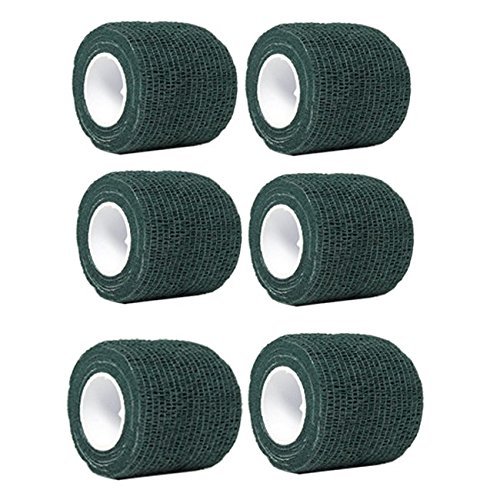 Aguaton Self-Adherent Stretch Cohesive Athletic Tape Wrap Bandage 2 inches by 6 yards (Pack of 6) (Forest Green)
