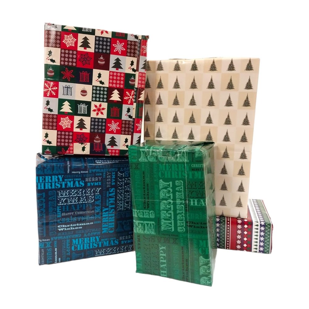 '10 Sheet of Mix Designer' Soft touch Foiled Christmas wrapping paper