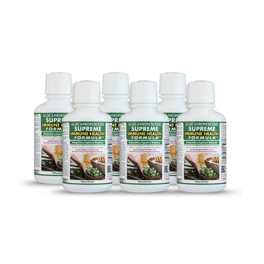 Aloe Arborescens - Supreme Immune Health Formula - for Healthy Immune System Function - Aloe Juice + Honey (6 Pack)