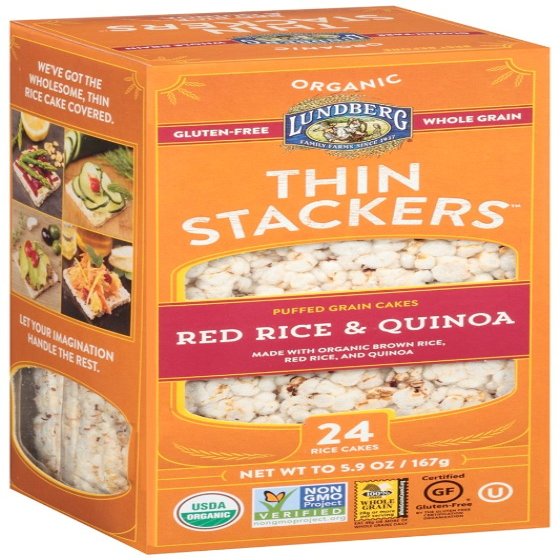 Lundberg Family Farms Organic Thin Stackers Grain Cakes, Red Rice and Quinoa, 5.9 Ounce (Pack of 12)