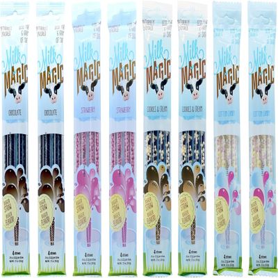 Milk Magic Magic Milk Flavoring Straws 36 Straws Flavors:Cookies and Cream, Chocolate, Strawberry,Cotton Candy