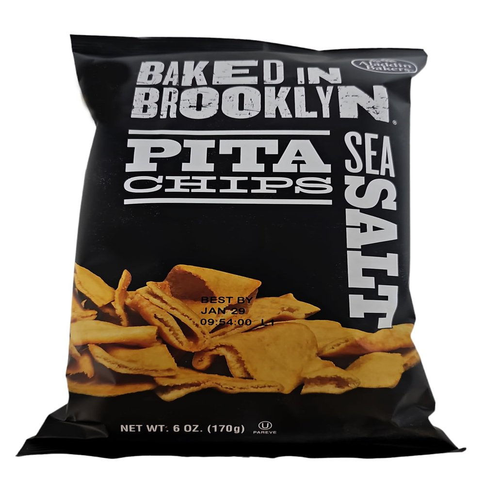 Baked In Brooklyn Pita Chips, Sea Salt 6-Ounce Bags, (Pack of 12)