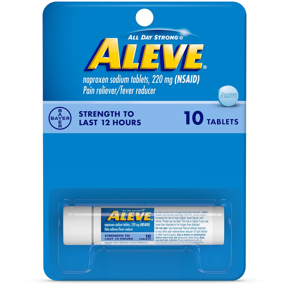 Aleve Tablets with Naproxen Sodium 220mg NSAID Pain RelieverFever Reducer, 10 Count