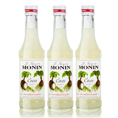 3 x Monin de sirop de noix de coco, flacon 250 ml