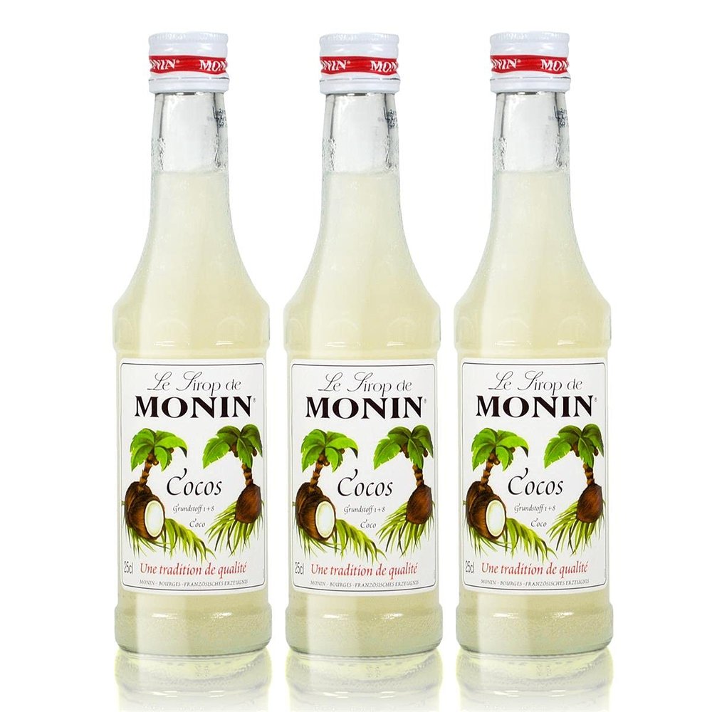 3 x Monin de sirop de noix de coco, flacon 250 ml