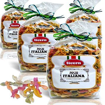Livera Fusilli - Italian Gourmet Artisanal Pasta - 5 Natural Flavors 17.6 Oz. Bag (Pack of 4)