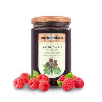 Agrimontana Raspberry Extra Jam, 350 Grams / 12.34 Ounces