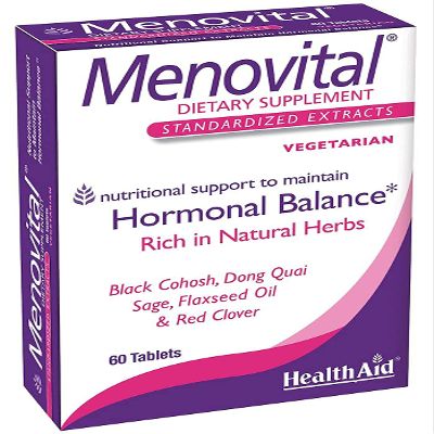 HealthAid Menovital  Twice-Daily Herbal Supplement for Hormonal Balance Support | 60 Vegetarian Tablets | Non-GMO & Gluten-Free