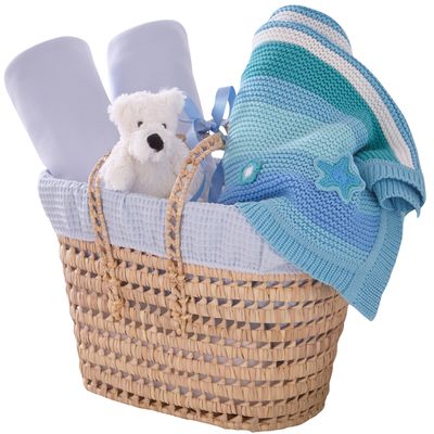 Clair de Lune Waffle Nursery Gift Basket to fit Cot Bed (Blue)