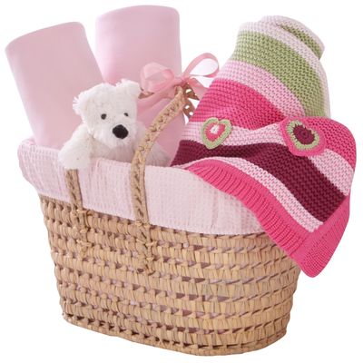 Clair de Lune Waffle Nursery Gift Basket to fit Cot Bed (Pink)