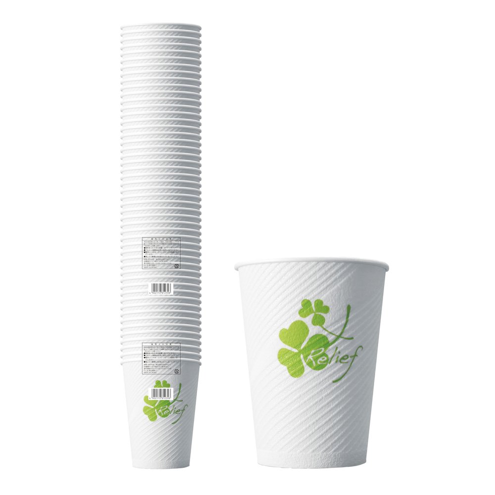 (Dixie Japan) Professional Relief Insulated Paper Cups, Clover, Pattern, 9.1 fl oz (273 ml), 50 Packs