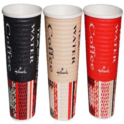 (Sunnap) C2650EC Commercial Insulated Paper Cups, 9.2 fl oz (260 ml), 50 Pieces, Embossed Cup, Hallmark Cafe, Capacity with Graduations, 3 Colors (Gara), Made in Japan