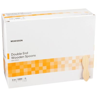 McKesson Double-Ended Wooden Spoons, Non-Sterile, Single Use, 3 in, 10000 Count