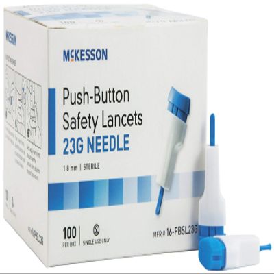 LANCET PUSH BUTTON 23G BX/100 MCK BRAND