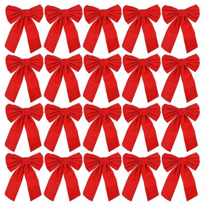 20-Pack Red Velvet Bows - 9x16 Inch Large Decorative Bows for Holiday Decor, Wreaths, Gifts, and More - Festive Christmas Decorations
