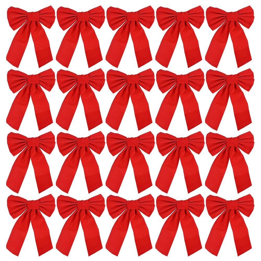 20-Pack Red Velvet Bows - 9x16 Inch Large Decorative Bows for Holiday Decor, Wreaths, Gifts, and More - Festive Christmas Decorations