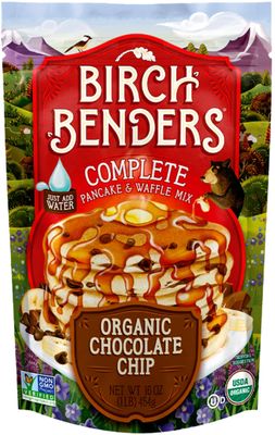 Birch Benders Organic Chocolate Chip Pancake and Waffle Mix, 16 oz (Pack of 1) Just Add Water, Non-GMO