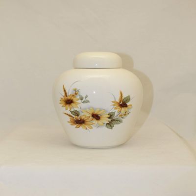 Sunflower Funeral Urn - Cremation Urn for Human Ashes - Hand Made Pottery