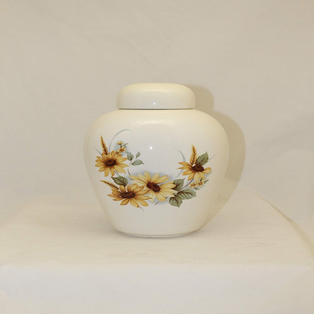 Sunflower Funeral Urn - Cremation Urn for Human Ashes - Hand Made Pottery