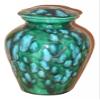 Green with White Crystals Urn- Cremation urn or Keepsake for Ashes - Hand Made Pottery view 1