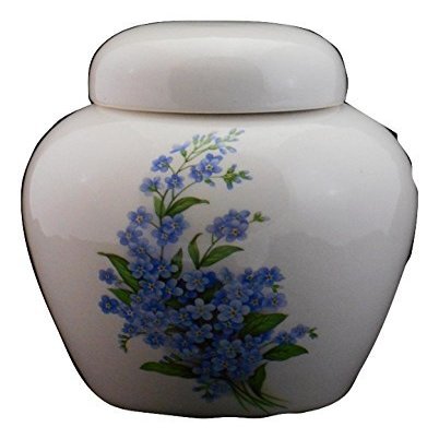 Blue Forget Me Not Flowers Urn- Floral Cremation Urn or Keepsake for Ashes - Hand Made Pottery