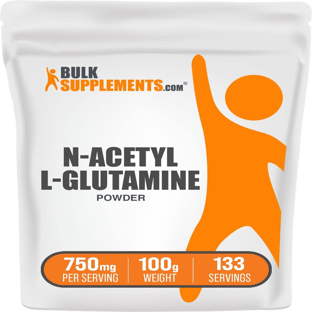 BulkSupplements.com N-Acetyl L-Glutamine Powder - Glutamine Supplement, L Glutamine Powder - Gut Health & Recovery, Glutamine 750mg - Gluten Free, 750mg per Serving, 100g (3.5 oz)