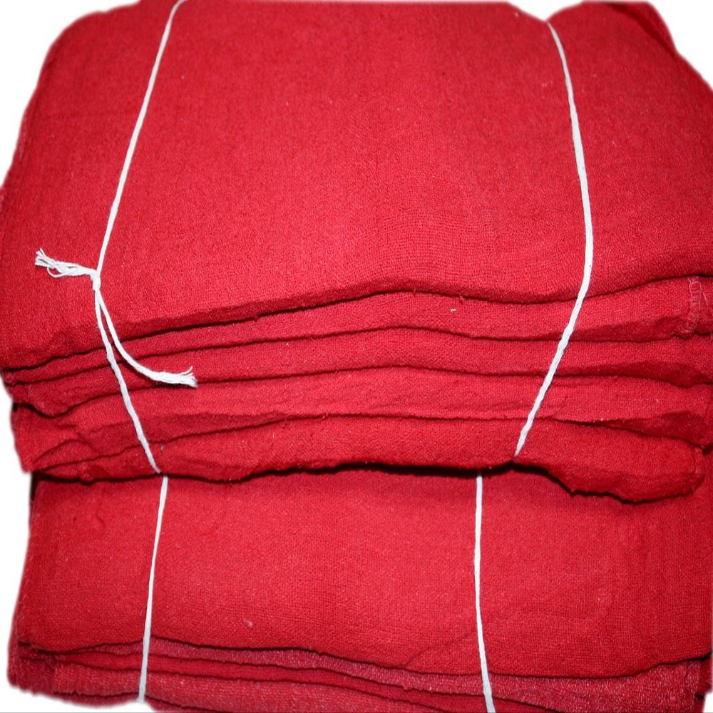 Atlas Towels Red Shop Towels - (Pack of 100) - Size 13 x 13 Inches - Commercial Grade - Reusable, Washable, 100% Cotton Cleaning Cloths - Perfect Rags for Mechanic, Garage, Shops and Bar Mop