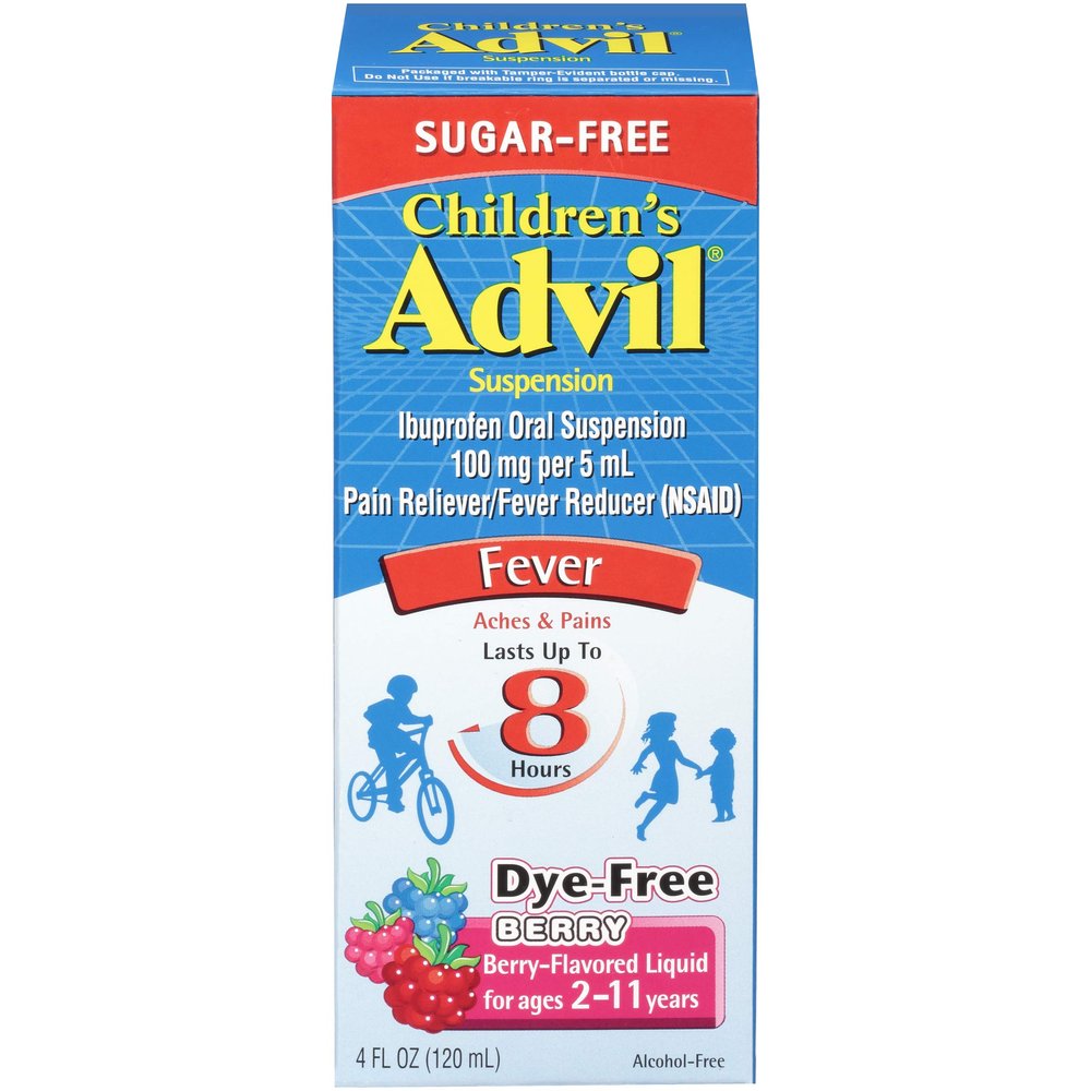 Advil Children's Suspension Sugar Free, Dye Free, Berry 4 oz ( Pack of 3)