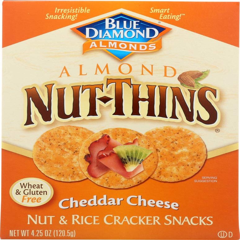 Blue Diamond Cheddar Cheese Thin Cracke Roasted 4.25 Oz (Pack of 12)