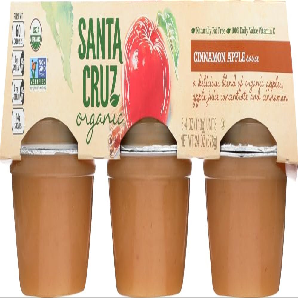 Santa Cruz Organic Cinnamon Applesauce 4 Oz (Pack of 12)