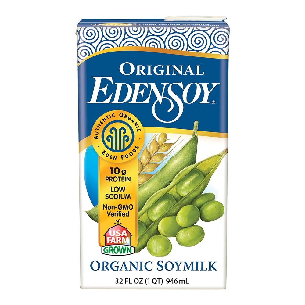 EDEN Organic Edensoy Original Soymilk, Non-GMO, USA whole soy, non-dairy, vegan, 32 oz (Pack of 12)