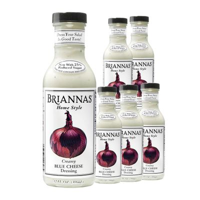 BRIANNAS - Home Style Creamy Blue Cheese Dressing Fine Salad Dressing made with Premium Ingredients - Gluten Free & Low Sugar Dressing - 12 oz. Bottles - 6 Pack