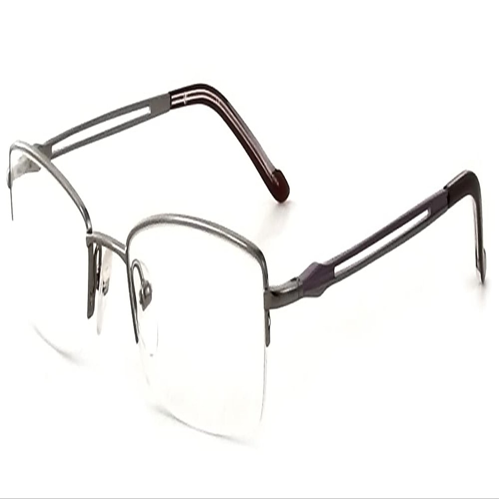 Calabria Vivid 306 Semi Rimless Designer Reading Glasses in Silver Amethyst+2.50