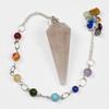 12 Faceted Gemstone Crystal Pendulum with Seven Chakra Stone Chain (Rose Quartz) view 1