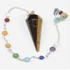 12 Faceted Gemstone Crystal Pendulum with Seven Chakra Stone Chain (Tiger Eye) view 1