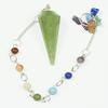 12 Faceted Gemstone Crystal Pendulum with Seven Chakra Stone Chain (Green Aventurine) view 1