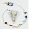 12 Faceted Gemstone Crystal Pendulum with Seven Chakra Stone Chain (Rainbow Moonstone) view 1