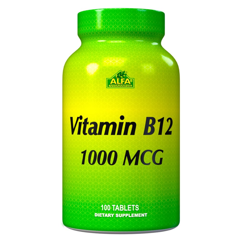 ALFA VITAMINS Vitamin B12 1000 Mcg 100 Tablets. Immune System. Nerves and Brain Health. Metabolism